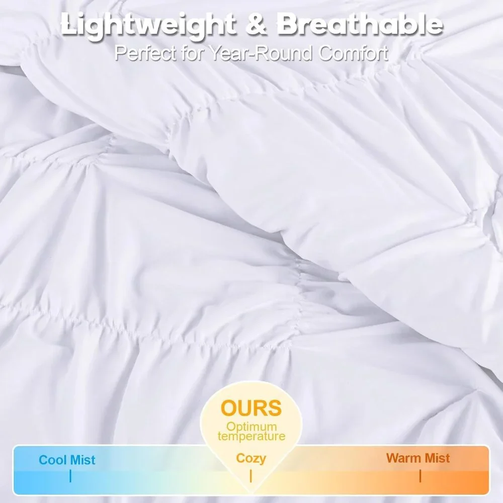White Quilts Queen Size Pintuck Bedding Set 3 Piece